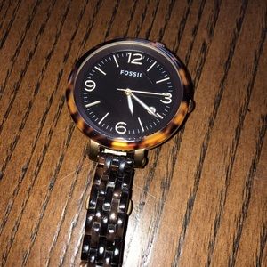 Brown and Black Fossil watch
